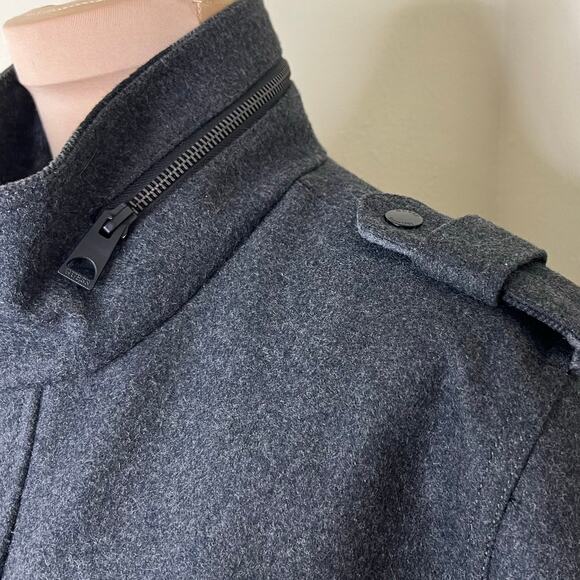 Guess Wool Blend Military Field Jacket Large Mens Coat Quilted Insulated Gray - Picture 5 of 13